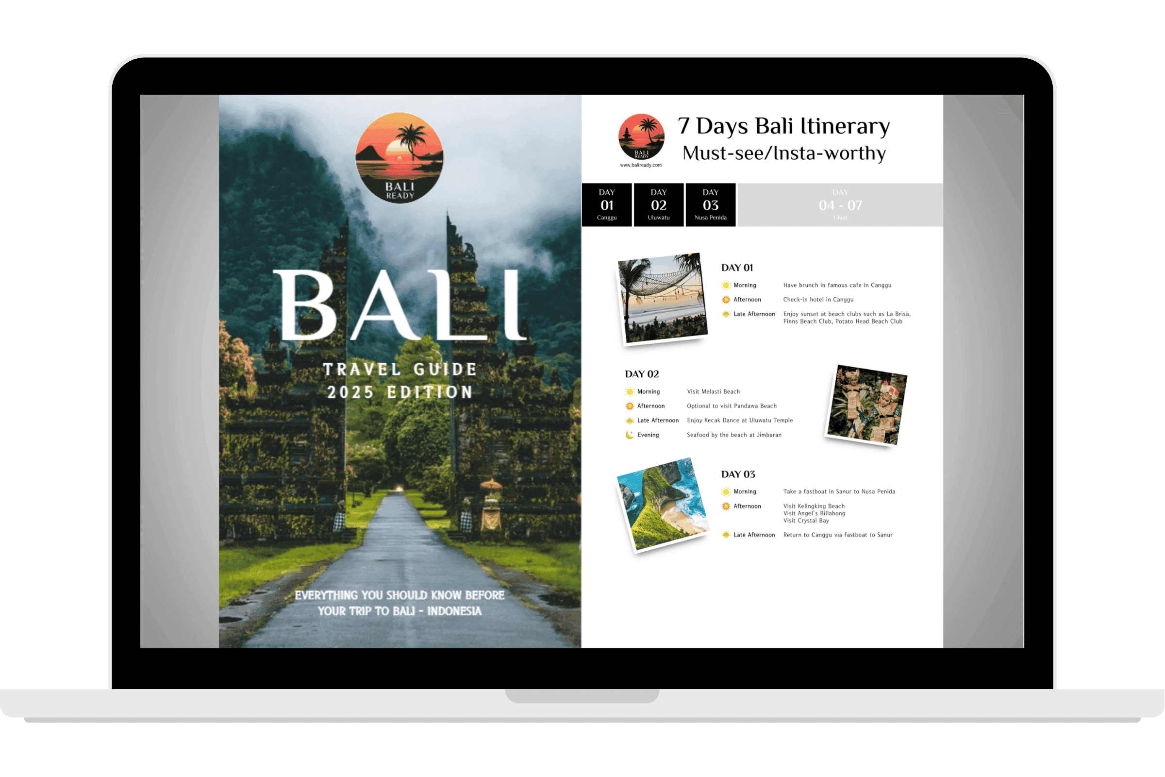 Travel guide content preview