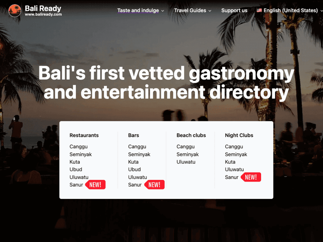 Sanur Best Restaurant, Bars and Night Clubs Directory Now Live on Bali Ready