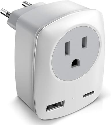 Travel Plug Adapter: power socket + USB-A + USB-C