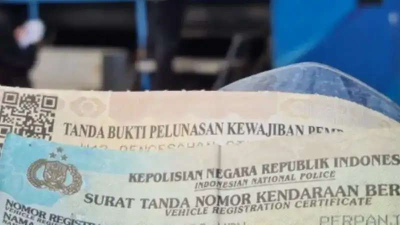 Indonesian vehicle registration paper otherwise known as STNK