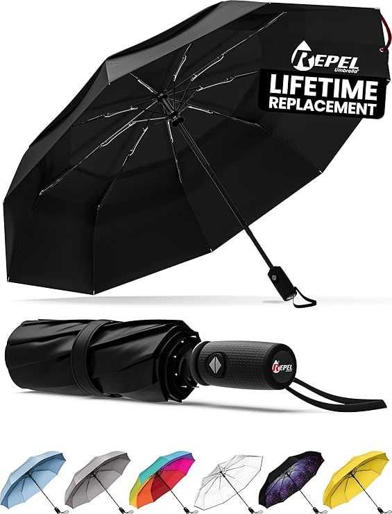 Repel Windproof Travel Umbrella, Double Vented Umbrella with Teflon Coating