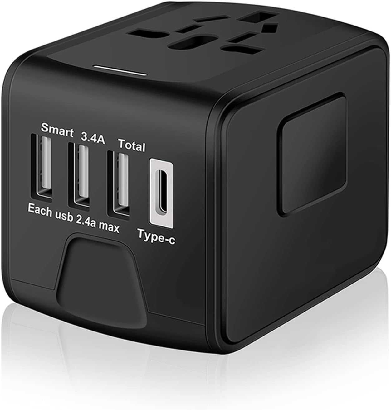 SAUNORCH Universal International Travel Power Adapter W/High Speed 2.4A USB-A, 3.0A Type-C